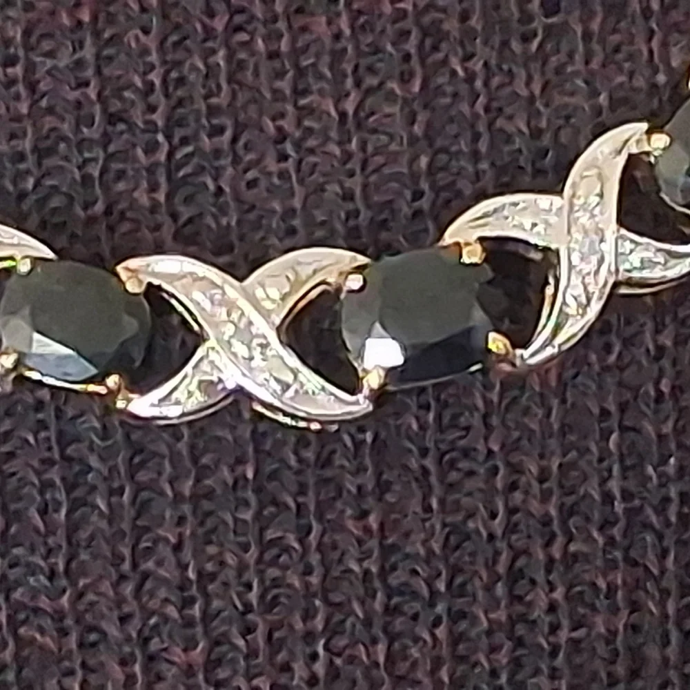 Vintage 10K Gold Vermeil XOX Design Necklace With Sapphires And Diamonds